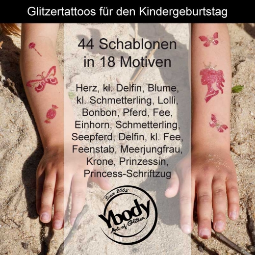 Glitzer Tattoo Set Mädchen Kindergeburtstag